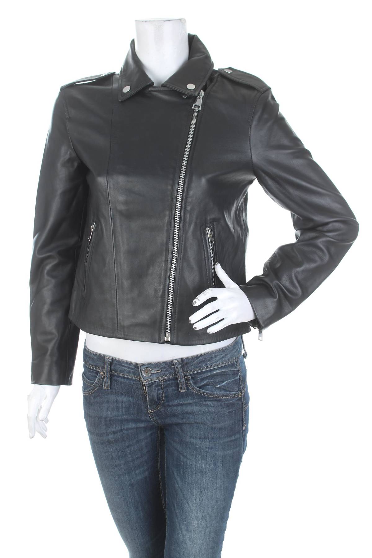 Γυναικείο δερμάτινο μπουφάν Mango1