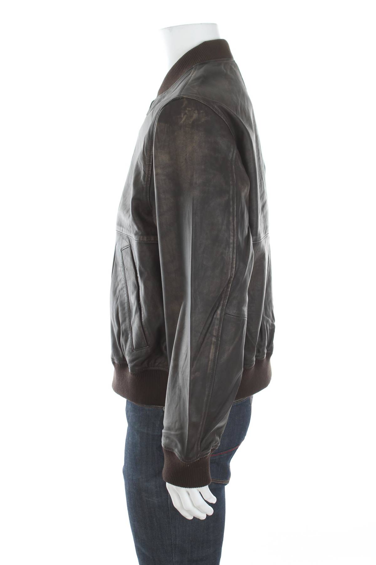 Ανδρικό δερμάτινο μπουφάν Jack & Jones3 - Contourshop.gr Ανδρικό δερμάτινο μπουφάν Jack & Jones3