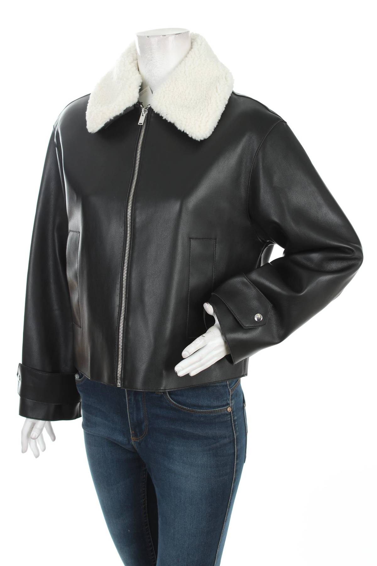 Γυναικείο δερμάτινο μπουφάν Mango1